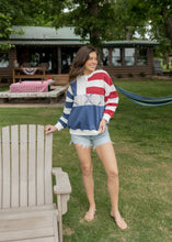 Load image into Gallery viewer, Red White &amp; Blue Contrasted Sweatshirt
