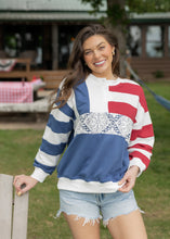 Load image into Gallery viewer, Red White &amp; Blue Contrasted Sweatshirt
