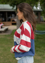 Load image into Gallery viewer, Red White &amp; Blue Contrasted Sweatshirt
