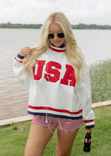 Load image into Gallery viewer, "USA" Contrasted Trim Mockneck Sweatshirt
