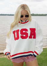 Load image into Gallery viewer, "USA" Contrasted Trim Mockneck Sweatshirt
