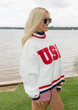 Load image into Gallery viewer, "USA" Contrasted Trim Mockneck Sweatshirt
