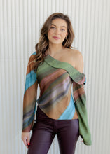 Load image into Gallery viewer, Lanie Brown Multicolored Asymmetrical OTS Top
