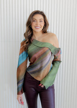 Load image into Gallery viewer, Lanie Brown Multicolored Asymmetrical OTS Top
