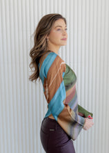 Load image into Gallery viewer, Lanie Brown Multicolored Asymmetrical OTS Top
