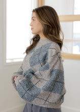 Load image into Gallery viewer, Sutton Grey Plaid Argyle Sweater

