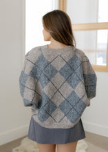 Load image into Gallery viewer, Sutton Grey Plaid Argyle Sweater
