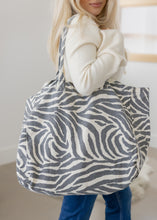 Load image into Gallery viewer, Zebra Print Large Canvas Tote
