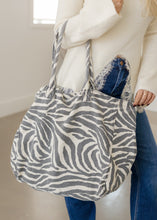 Load image into Gallery viewer, Zebra Print Large Canvas Tote
