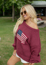 Load image into Gallery viewer, Brandi American Flag Burgundy Sweater
