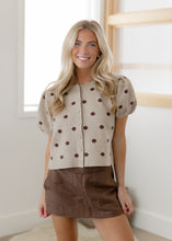 Load image into Gallery viewer, Tasha Polka Dot Button Top - Taupe
