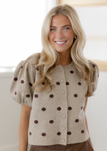 Load image into Gallery viewer, Tasha Polka Dot Button Top - Taupe
