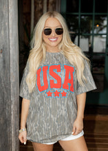Load image into Gallery viewer, "USA" Puff Mossy Oak Camo Tee
