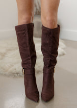 Load image into Gallery viewer, One Way Chocolate Suede Gold Buckle Boots
