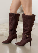 Load image into Gallery viewer, One Way Chocolate Suede Gold Buckle Boots
