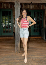 Load image into Gallery viewer, Red &amp; Navy Striped Thermal Tank
