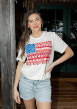 Load image into Gallery viewer, Barbara's Paisley Flag Natural Tee
