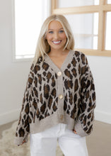Load image into Gallery viewer, Leighton Taupe Leopard Cardigan Sweater
