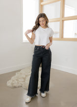 Load image into Gallery viewer, Frannie Studded Black Denim Pants
