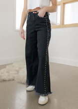 Load image into Gallery viewer, Frannie Studded Black Denim Pants
