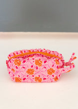 Load image into Gallery viewer, Quilted Cosmetic Pouch - Poppin' Petals Hot Pink
