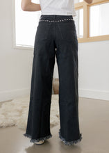 Load image into Gallery viewer, Frannie Studded Black Denim Pants
