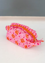 Load image into Gallery viewer, Quilted Cosmetic Pouch - Poppin' Petals Hot Pink
