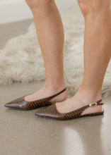 Load image into Gallery viewer, Assert Brown Croc Slingback Flats
