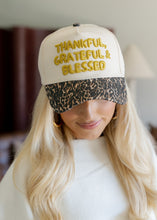Load image into Gallery viewer, "Thankful Grateful &amp; Blessed" Leopard Trucker Hat
