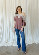Load image into Gallery viewer, Melany Chocolate Lace Off The Shoulder Top
