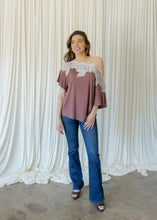 Load image into Gallery viewer, Melany Chocolate Lace Off The Shoulder Top
