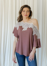 Load image into Gallery viewer, Melany Chocolate Lace Off The Shoulder Top
