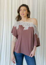 Load image into Gallery viewer, Melany Chocolate Lace Off The Shoulder Top
