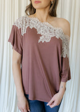 Load image into Gallery viewer, Melany Chocolate Lace Off The Shoulder Top
