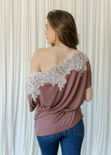 Load image into Gallery viewer, Melany Chocolate Lace Off The Shoulder Top
