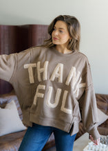 Load image into Gallery viewer, "Thankful" Mocha French Terry Sweatshirt
