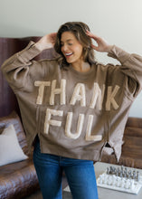 Load image into Gallery viewer, "Thankful" Mocha French Terry Sweatshirt
