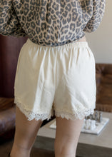 Load image into Gallery viewer, Emmie French Terry Lace Shorts - Ecru
