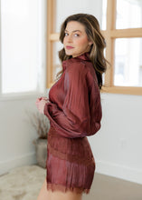 Load image into Gallery viewer, Sabrina Cinnamon Brown Satin Lace Shorts Scarf Set
