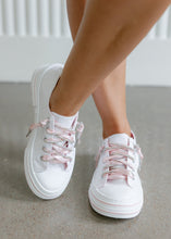 Load image into Gallery viewer, Aman White &amp; Pink Glitter Lace Sneaker - Mary's Version
