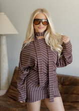 Load image into Gallery viewer, Alexis Brown Striped Romper Dress
