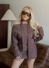 Load image into Gallery viewer, Alexis Brown Striped Romper Dress
