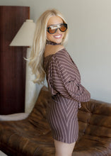 Load image into Gallery viewer, Alexis Brown Striped Romper Dress
