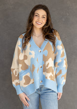Load image into Gallery viewer, Sky Blue Camouflage Sweater Cardigan
