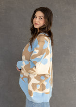 Load image into Gallery viewer, Sky Blue Camouflage Sweater Cardigan

