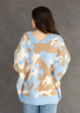 Load image into Gallery viewer, Sky Blue Camouflage Sweater Cardigan
