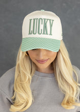 Load image into Gallery viewer, Lucky Polka Dot Green Trucker Hat
