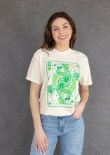 Load image into Gallery viewer, Queen of Hearts Shamrock Card Ivory Tee

