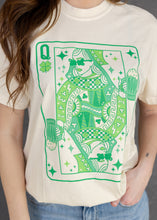 Load image into Gallery viewer, Queen of Hearts Shamrock Card Ivory Tee
