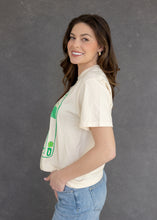Load image into Gallery viewer, Queen of Hearts Shamrock Card Ivory Tee
